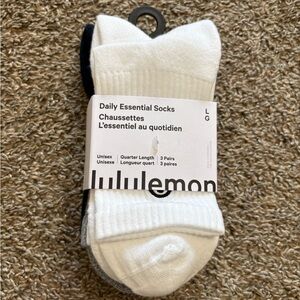 lululemon athletica Quarter-Length Sock 3-Pack in White, Black & Gray